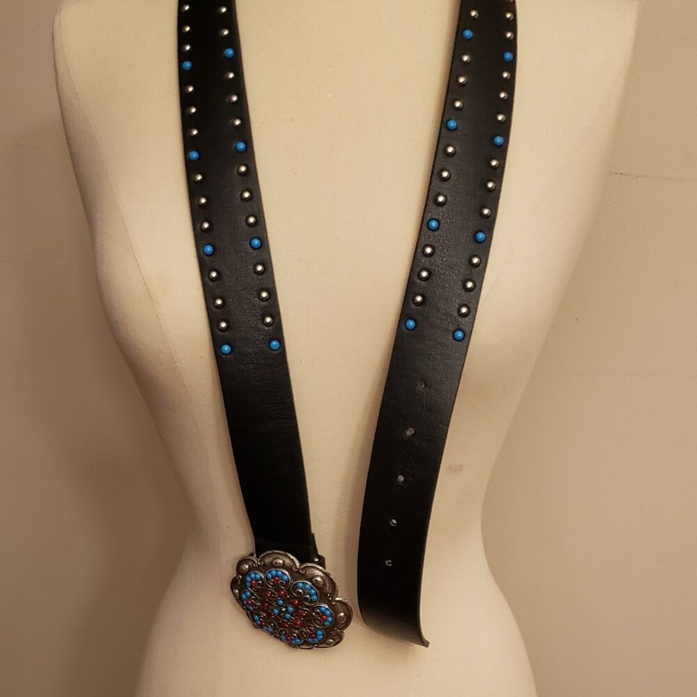 Black Belt With Turquoise & Silver Studs.